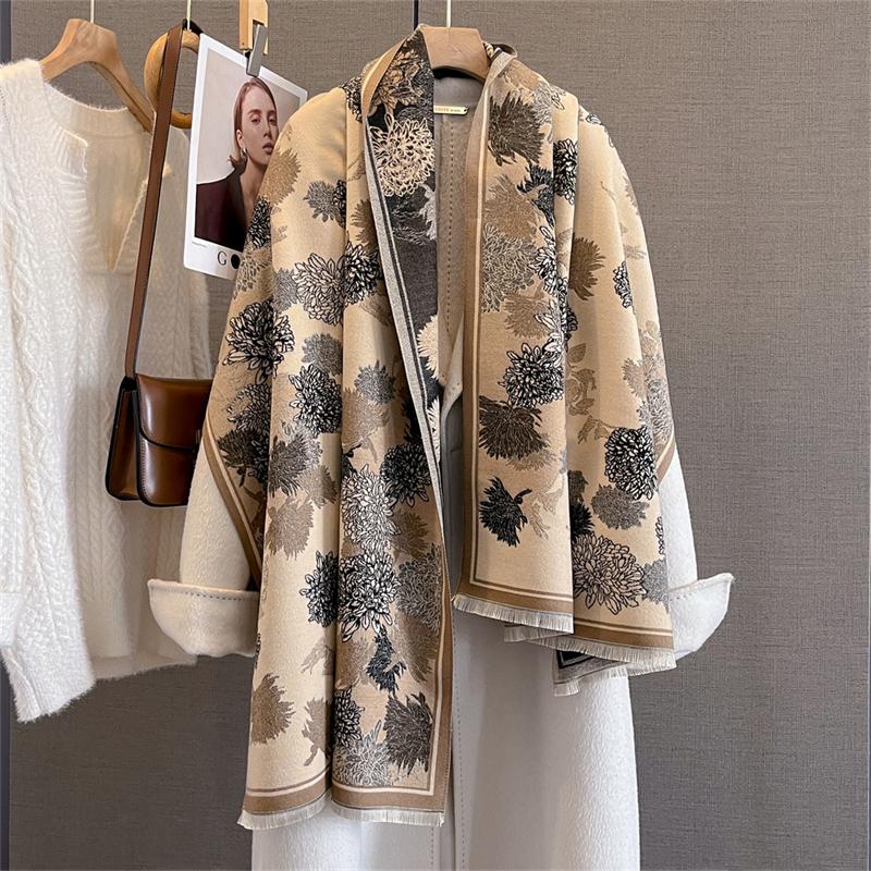 Luxury Winter Scarf Women Cashmere Warm Pashmina Brand Foulard Female Shawls Wraps Thick Soft Bufanda Poncho Scarves Stole