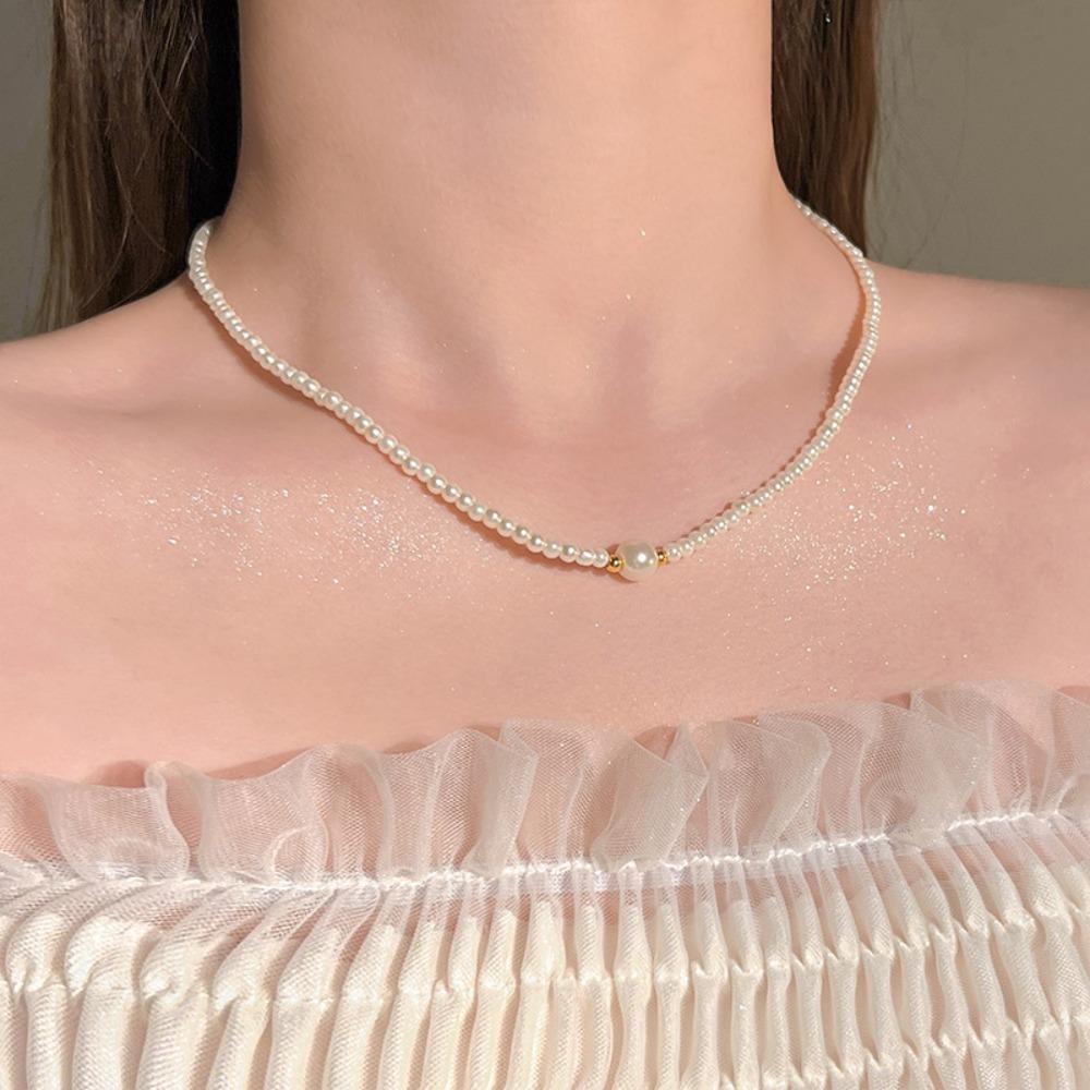 Shijia Pearl Necklace Women's Niche Light Luxury Design High-end Temperament Collarbone Chain Neck Chain Sweater Chain Bead Chain