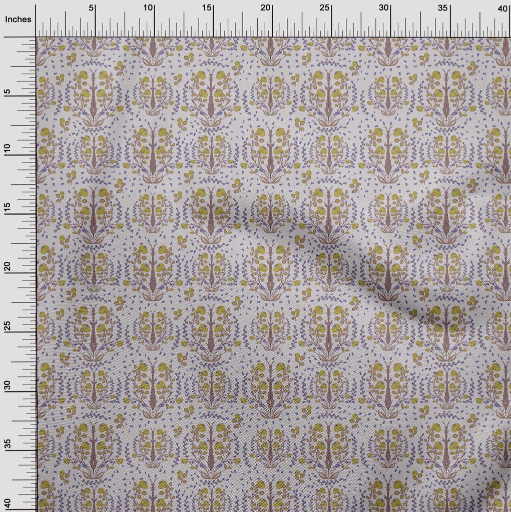 oneOone Cotton Flex Dark Olive Green Fabric Asian Suzani Floral Sewing Material Print Fabric By The Yard 40 Inch