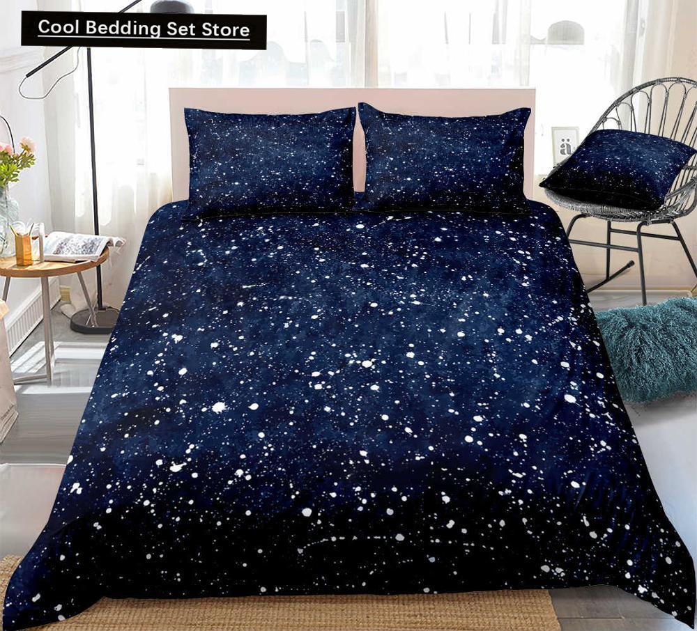 Starry Sky King Queen Duvet Cover Colorful Galaxy Bedding Set Outer Space 2/3pcs Quilt Cover Glitter Polyester Comforter Cover