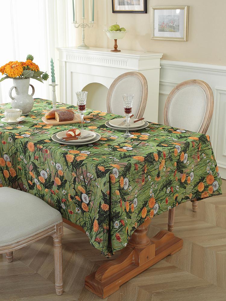 American Pastoral And Rural Style Oil Painting Style Home Fabric Tablecloth Coffee Table Cloth Rectangular Jacquard Tablecloth Retail