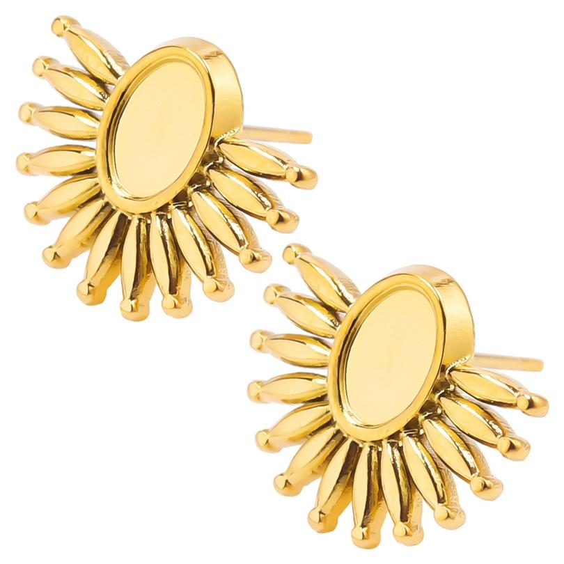 Never Fade Gold Color Earrings With Earplug Round Heart Shell Fashion Jewelry Stainless Steel Earrings For Women Men Accessories