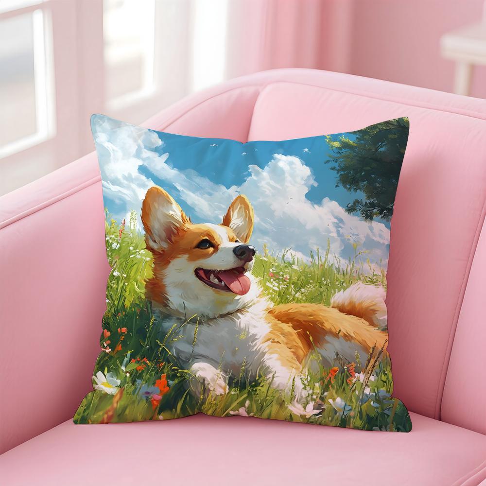 CUTE Golden Retriever Cushion Cover Pillow Case Soft Friendly Fabric Concealed Zipper