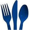 Blue Heavy Duty Plastic Cutlery Sets 32 Spoons 32 Forks 32 Knives 2 Packs of 48 Each 96 Pcs Total