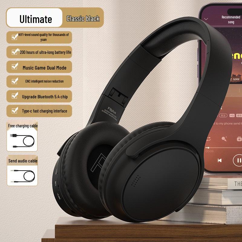 Kabellose Over-Ear Bluetooth-Kopfhörer mit 200 Stunden Akkulaufzeit, Geräuschunterdrückung und Gaming-Funktionen für Sport, Mobiltelefon und Computer