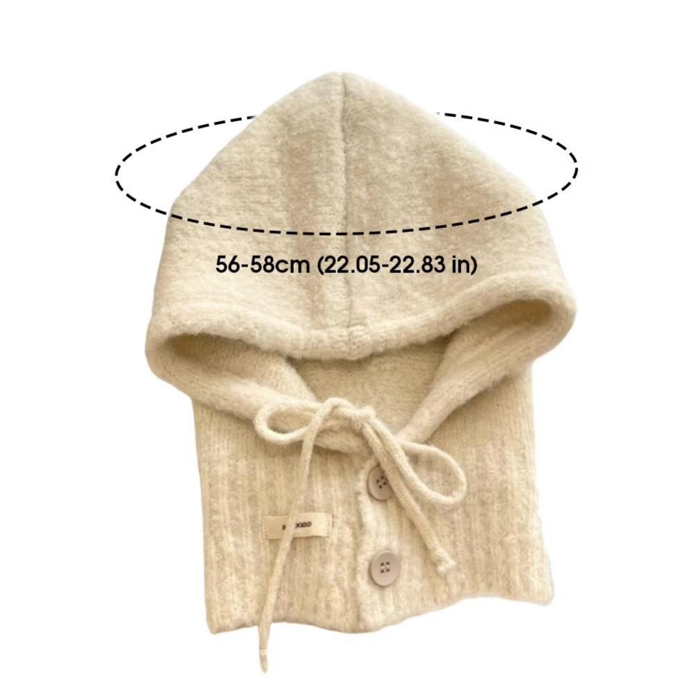 Thicken Knitted Balaclava Drawstring Skull Cap Beanie Korean Style Winter Hat Women Girl