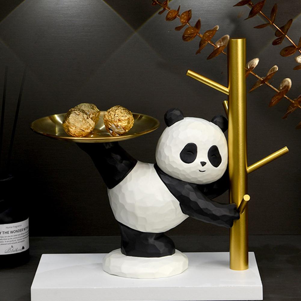Panda Schlüsselaufbewahrungsschale Harz Panda Widget Teller Kreative Tierfigur Aufbewahrungsschale für Wohnzimmer Flur Heimdekoration