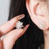 Japan and Korea Fashion Full Diamond Super Flash Sun Flower Stud Earrings Elegant Versatile Unique Earrings Japan and Korea Trend Personalized Earring