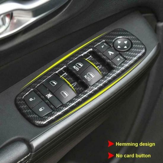 4* Window Lift Switch Panel Cover Trim for Dodge Ram 1500 2010-17 Carbon Fiber