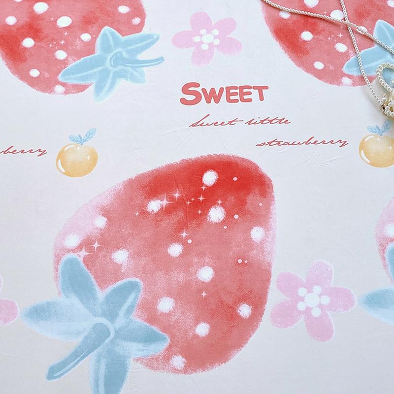 1 Stück Erdbeer-Druck Spannbettlaken Einzel-/Queensize-Bettlaken mit Gummizug 360° Rundumschutz Weich und Atmungsaktiv drap de lit