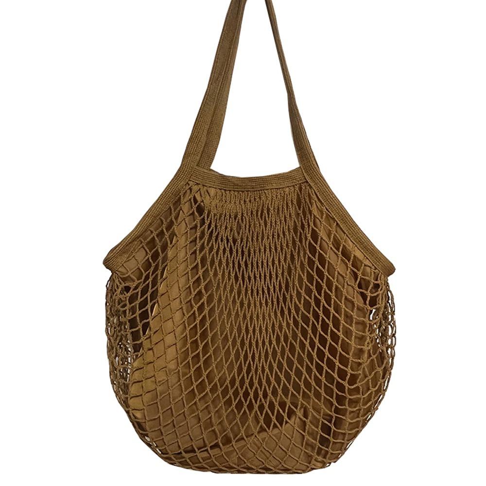 

Cotton Grocery Bags Portable Reusable Fruit Vegetable Net Bag Mesh Rope Breathable Short Handle Tote Fruit Vegetable Storage хаки