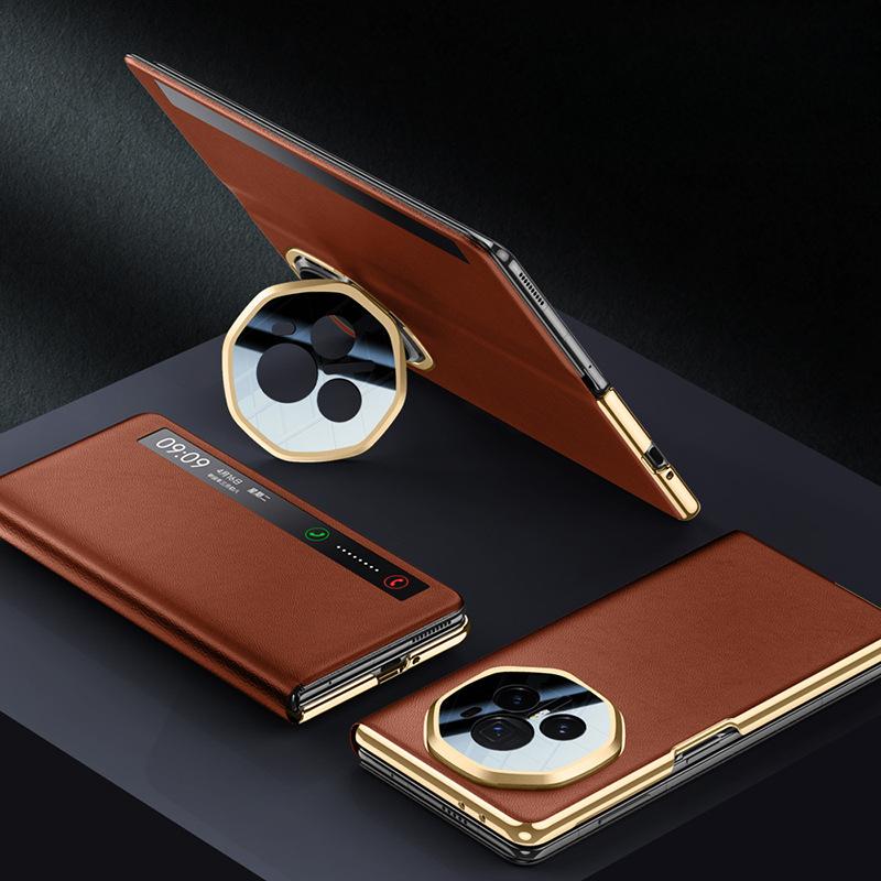 

Подходит для чехла для мобильного телефона Honor MagicV3, откидной чехол Honorv3 с подставкой и защитой для объектива, деловой мужской всесторонний однотонный кожаный чехол Honor Magic V3