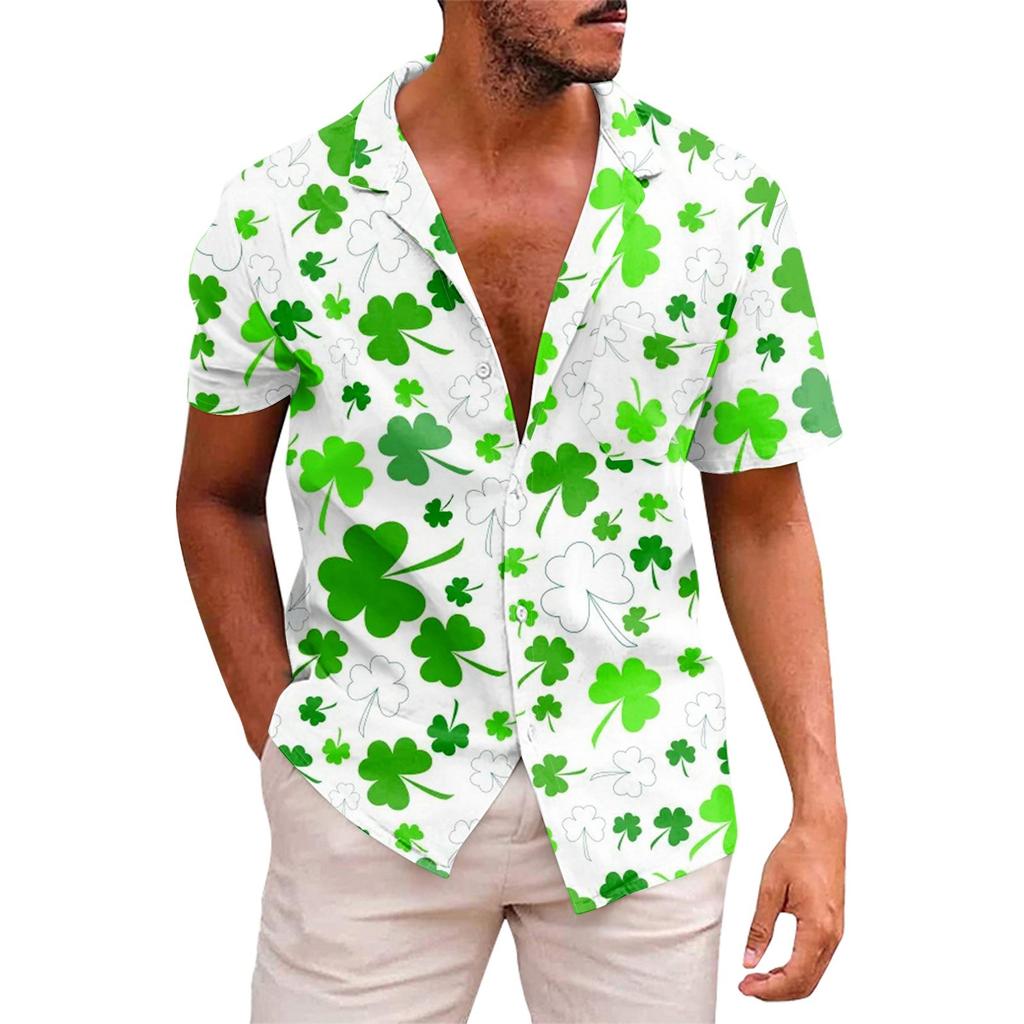 Men's Printed Button Short Sleeve Shirts Men's Casual Fashion Short Sleeve Shirts