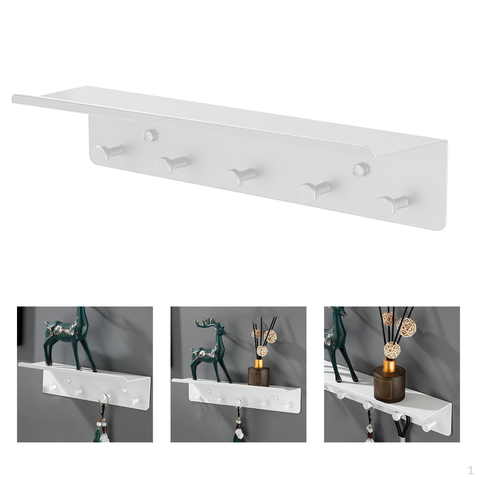 Настенная ключница с полкой для хранения и крючками белый