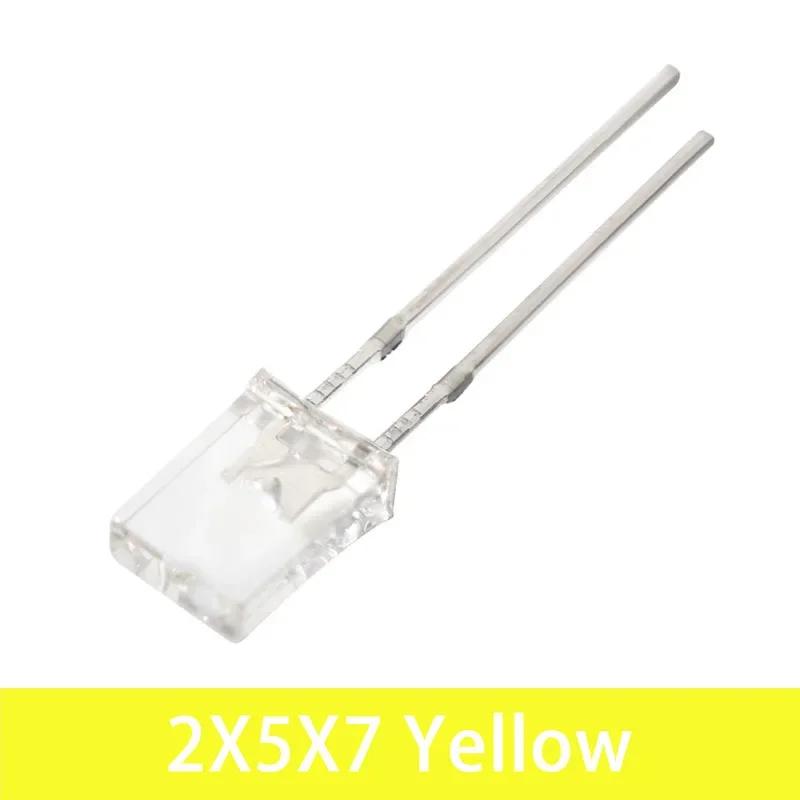 50PCS LEDs Kit 2x5x7mm Square LED Diode Light Emitting Diode Transparent LED Lamp White Green Red Blue Yellow 5 Color