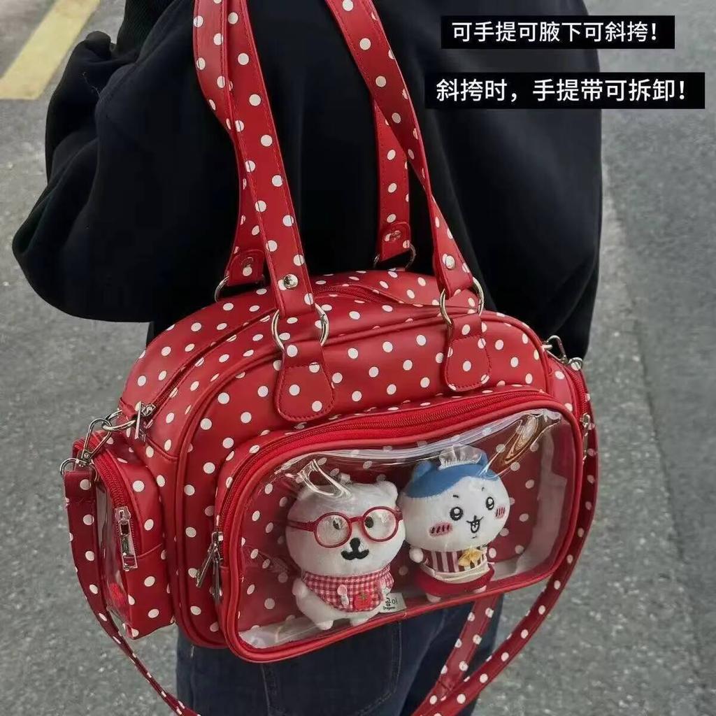New Y2K Polka Dot Anime Ita Bag Two-dimensional Crossbody Bag Cute Girl Transparent Shoulder Bag Otaku DIY Comic Display Handbag