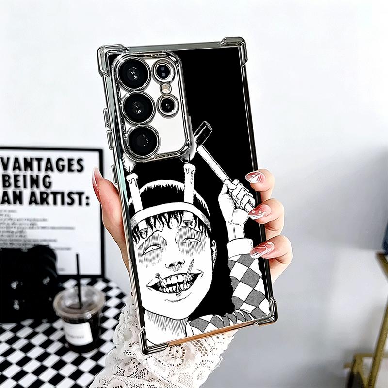 Japanese Horror Anime Plating Phone Case For Samsung Galaxy S24 S25 FE S26 Edge S23 Ultra S22 S21 Plus S20 Anti-Fall Airabag Cov