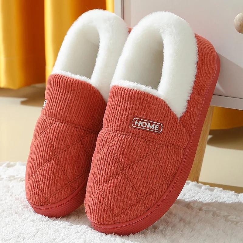 

Fashion Winter Plush Women Shoes Fashion Fluffy Men Slippers Indoor Warm House Shoes Outdoor Home Shoes Soft Fur Slippers 44-45 красный