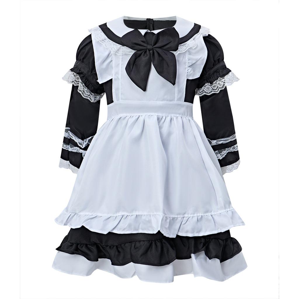 Halloween Girl Stage Costume With Bow And Lace Design For Childrens Fairy Tale Play