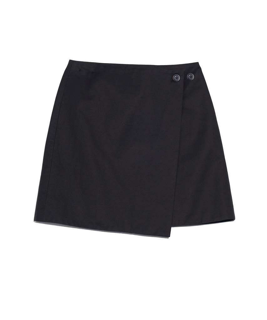 Hardcore Happiness Two-Button Wrap Skirt_Black