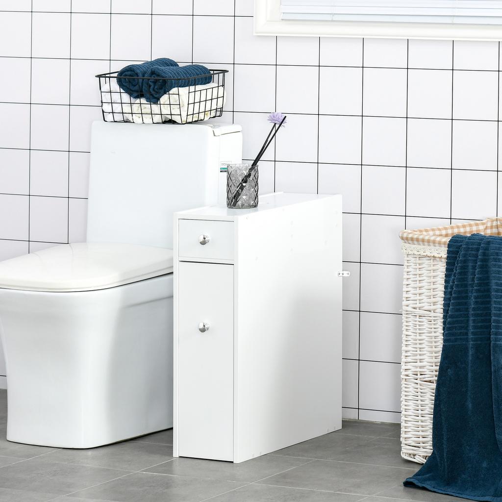 Bathroom toilet cabinet with toilet paper storage - 2 MDF organizer drawers - 17 x 48 x 58 cm
