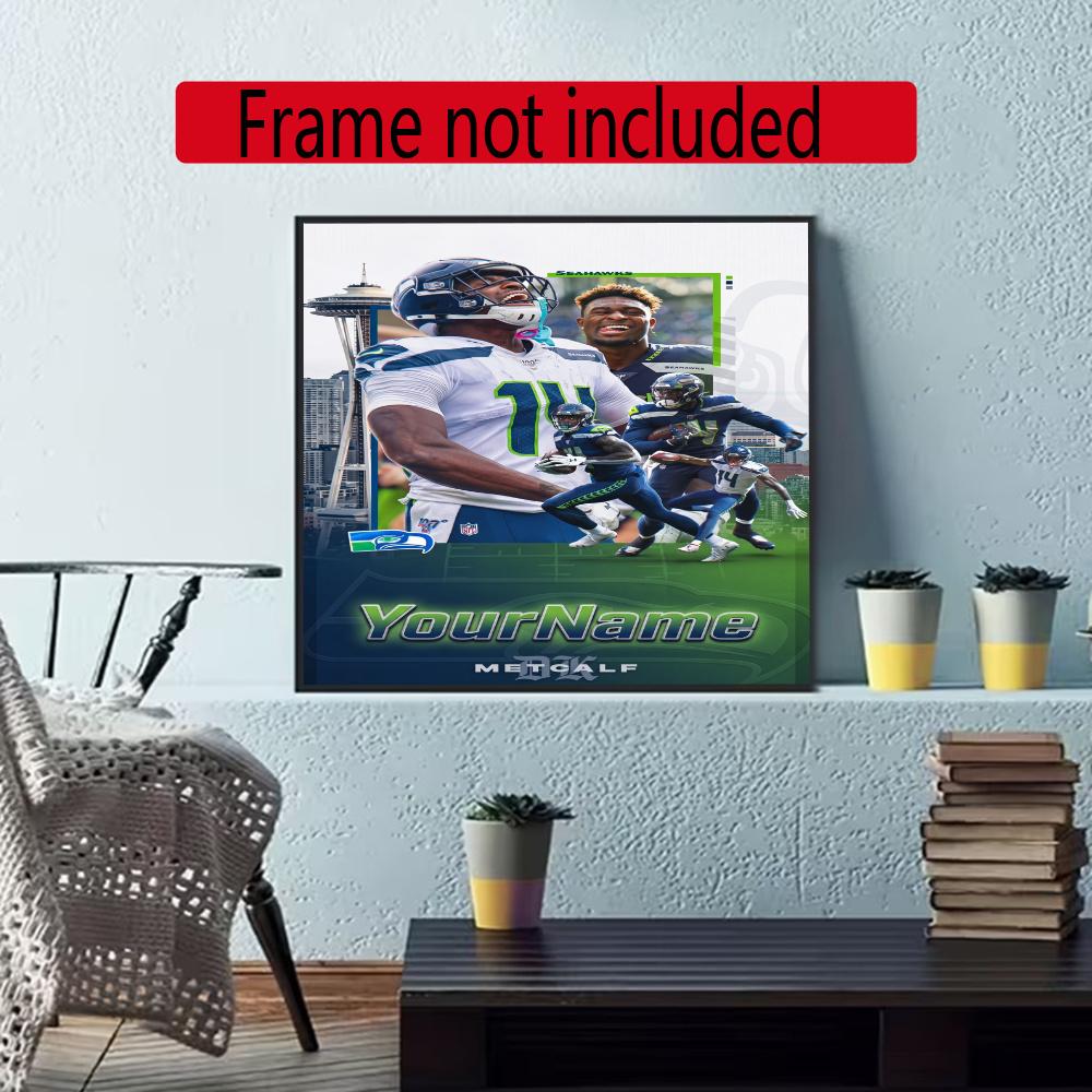 Seattle Seahawks Personalized Text Diamond Painting Round Diamond Mosaic Rhinestones Diamond Embroidery Craft Kit Wall Decor Without Frame