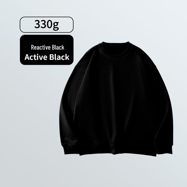 Men's 330g Heavyweight Round Neck Hoodie - Skin-Friendly, Antibacterial, Soft, Versatile, and Casual Sports Top