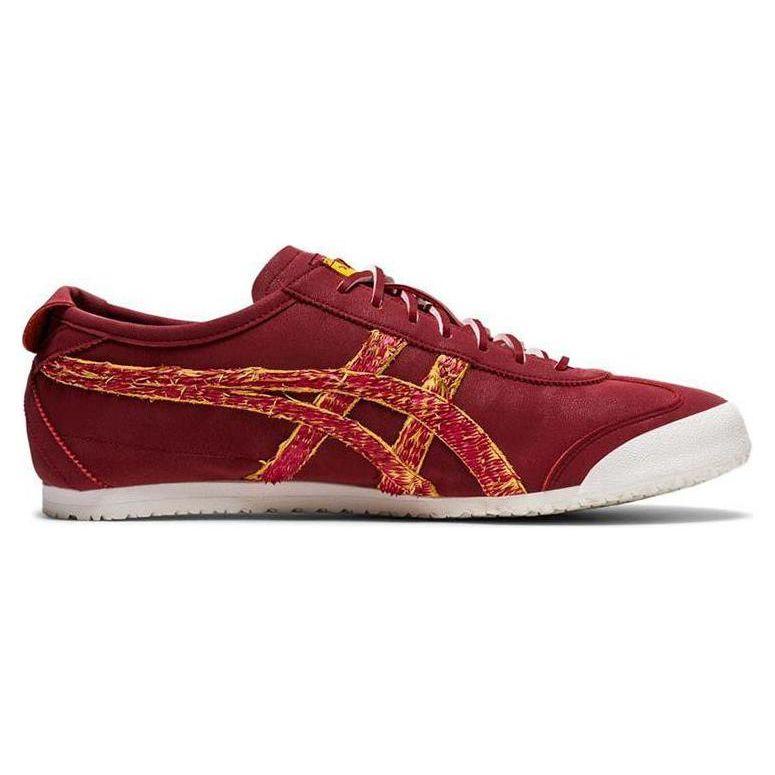 ONITSUKA TIGER Mexico 66 Tela Cuero Sintético Modernas Geniales Ligeras de Caña Baja Casuales Zapatillas Unisex Burdeos Dorado 1183A945-600