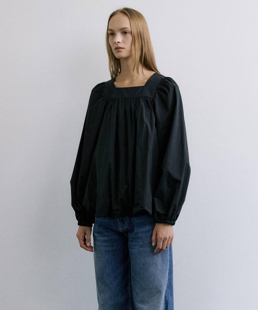 MAIS Square Neck Balloon Blouse / Black