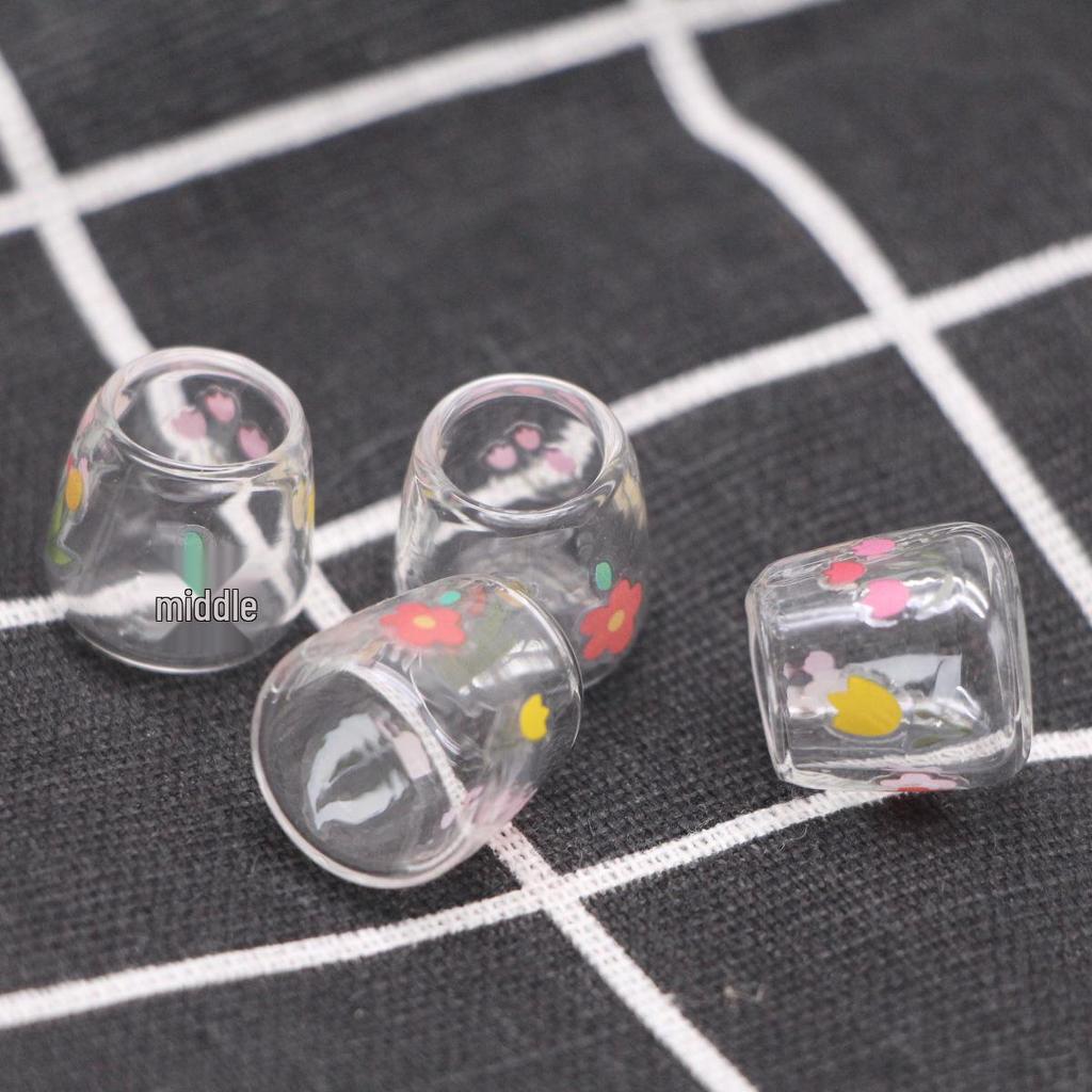 Miniature Dollhouse Embossed Glass Cup for BJD Scene Props