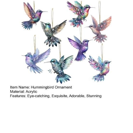 Kolibřík Vánoční ozdoby 2D Akrylový Létající pták Závěsné přívěsky na Vánoční stromek Dveře Okno Domácí dekorace