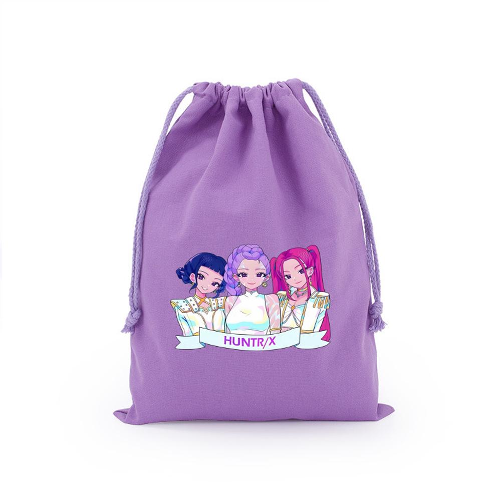 KPop Demon Hunters Storage Drawstring Bag Music Cartoon Party Cookies Candy Package Kids Gift Bags Print Cotton Key Pouch