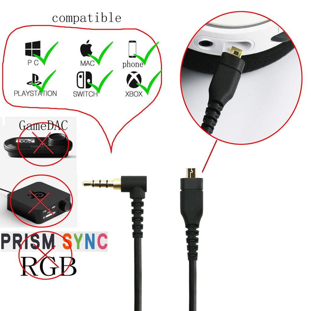 NewFantasia Replacement Audio Cable for SteelSeries Arctis 3, 5, 7, Arctis Prime, and Pro Gaming Headsets, 1.3m/4.3ft