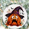 Spooky pumpkin print natural wood plaque Round Wooden Hanging Plaque home wall decor party supplies festive Halloween interior ornament