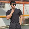 Men's Autumn Fitness Half Tight Short-Sleeve Striped Sports T-Shirt for Basketball & Running