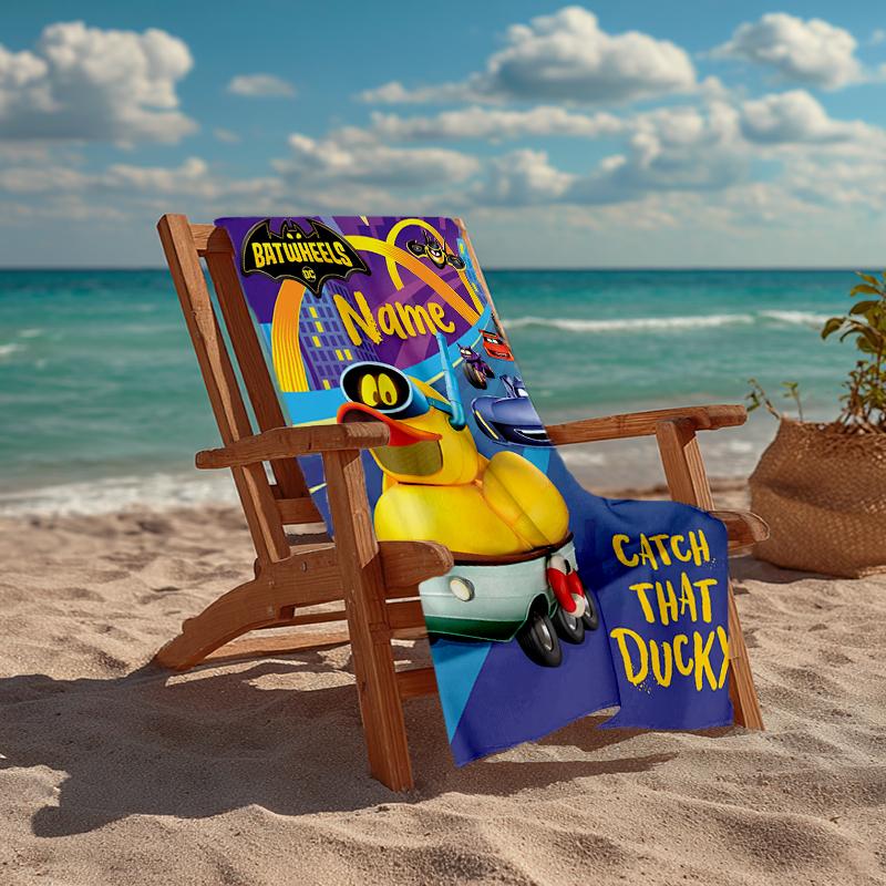 Custom Name Ultra-Soft Beach Towel with Batwheels Theme,Ideal for Pool - Camping, Diving - Perfect Travel Essential, Vibrant Beach Towel.