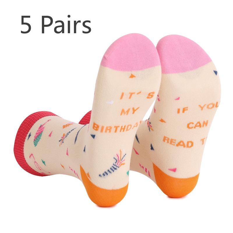 

5 пар осенне-зимних толстых хлопковых носков средней длины на Рождество 5 Pairs жёлтый