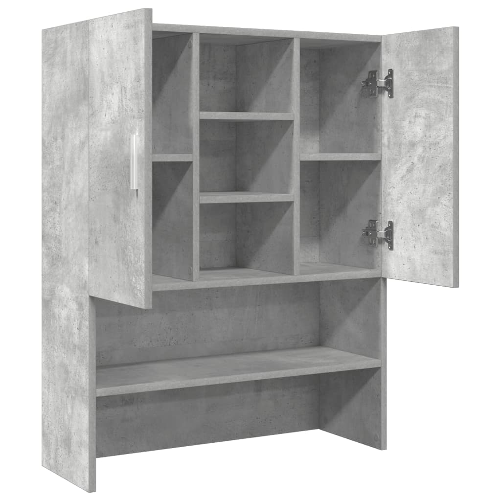 Laundry room Storage cabinet above washing machine, storage cabinet above toilet, double door multi-space storage, concrete grey 70.5x25.5x90 cm