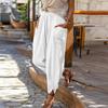Summer New Casual Fashion Solid Linen Harem Pants Women Loose Pocket Wide Leg Radish Ankle-length Trousers Female Bloomers