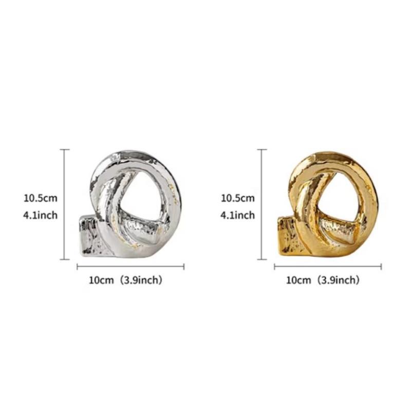 Creative Irregular Knot Ceramic Ornaments Golden Interwoven Twisted Knot Geometric Ring Home Decoration Accessories