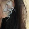 1Pair Niche Design Lazy Ear Bone Clip Streamer Bow Ear Clip Earrings Can Be Worn Without Ear Piercings