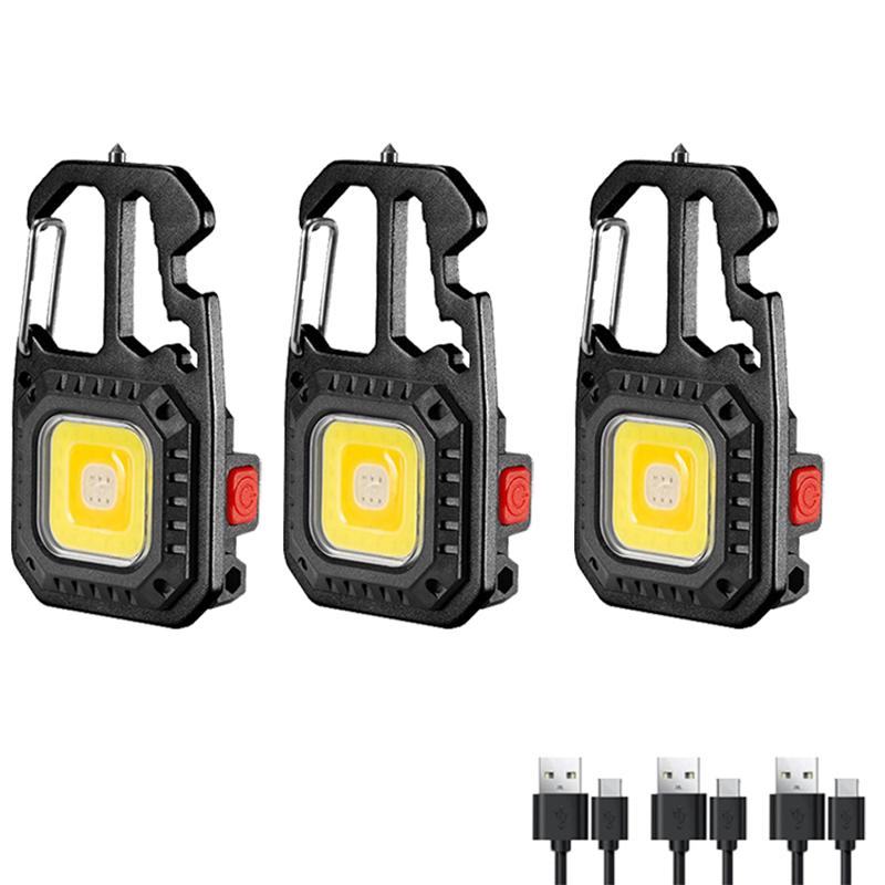 LED Mini Multifunctional Keychain Flashlight USB Rechargeable Portable Pocket EDC Torch Outdoor Emergency Search Camping Lantern