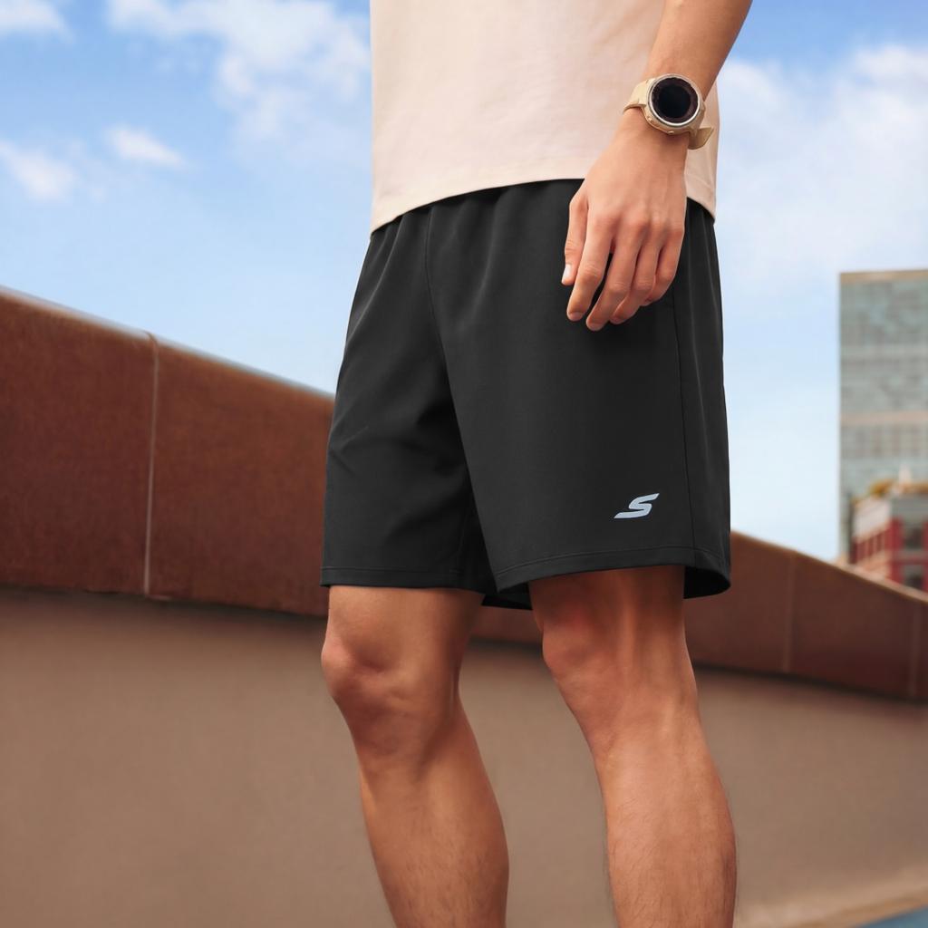 Skechers Solid Color Knitted Mid-Rise Fitted Casual Shorts Men Shorts P226M069-0018