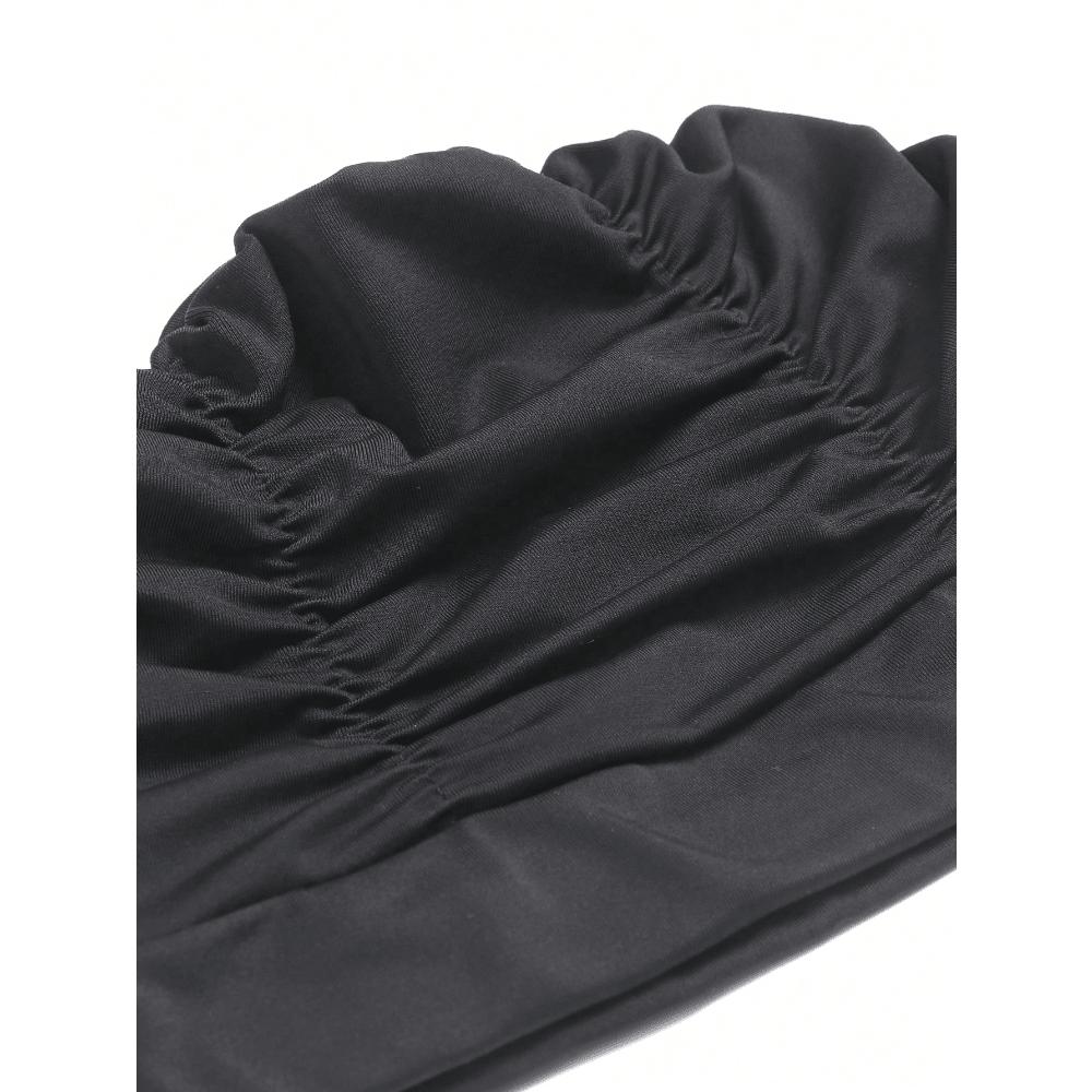 Unisex Pleated Fabric Swimming Cap With Added Head Circumference For Long Hair And Ear Protection, Beach Essentials, Beach Accessories, Pool Float