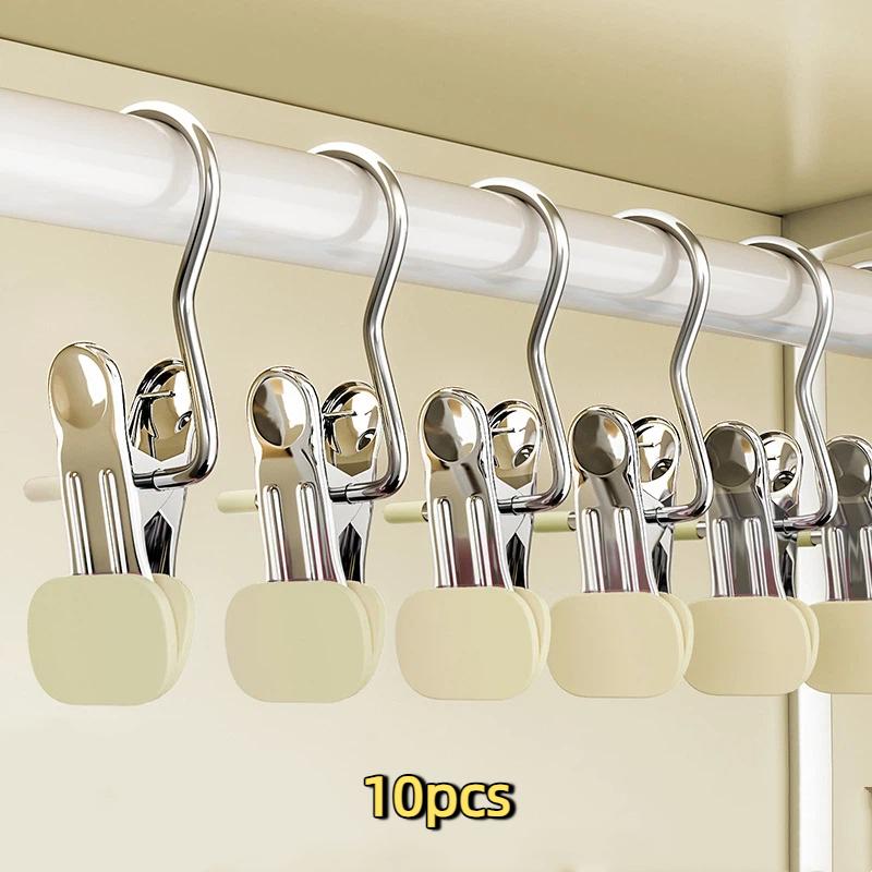 10 Pcks Multifunctional Clothes Pegs Clip Laundry Tongs Pants Hanger Dirty Laundry Basket Traceless Hat Hook Clothespin Storage