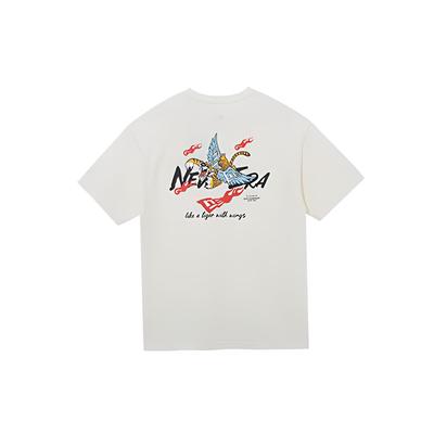 New Era Tiger Print Crew Neck T-Shirt Unisex Tops Ivory 13038760
