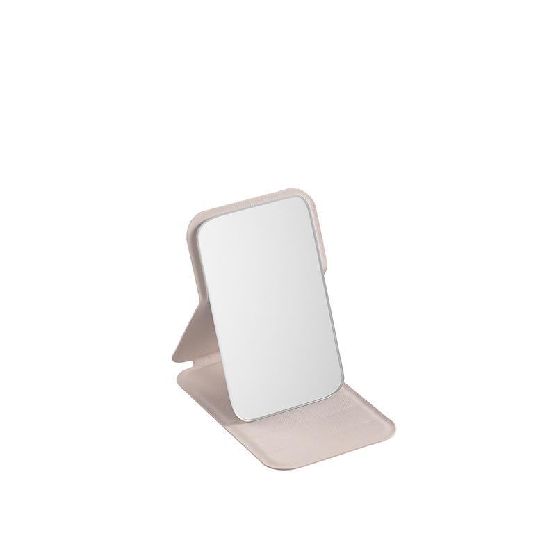 Portable PU Leather Folding Makeup Mirror - Square, Vintage Design in Large, Medium, Small for On-the-Go Beauty and Touch-Ups.