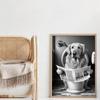 Animals Sitting On the Toilet Reading Newspaper Canvas Prints Funny Bathroom Wall Decor Pictures Monkey Dog Cow WC Wall Poster