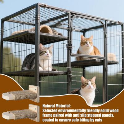 Cat Climbing Steps Senior Cat Wall Shelves 2 Pieces Space Saving Pet Paw Grinding Ladders Wooden for Indoor Kittens