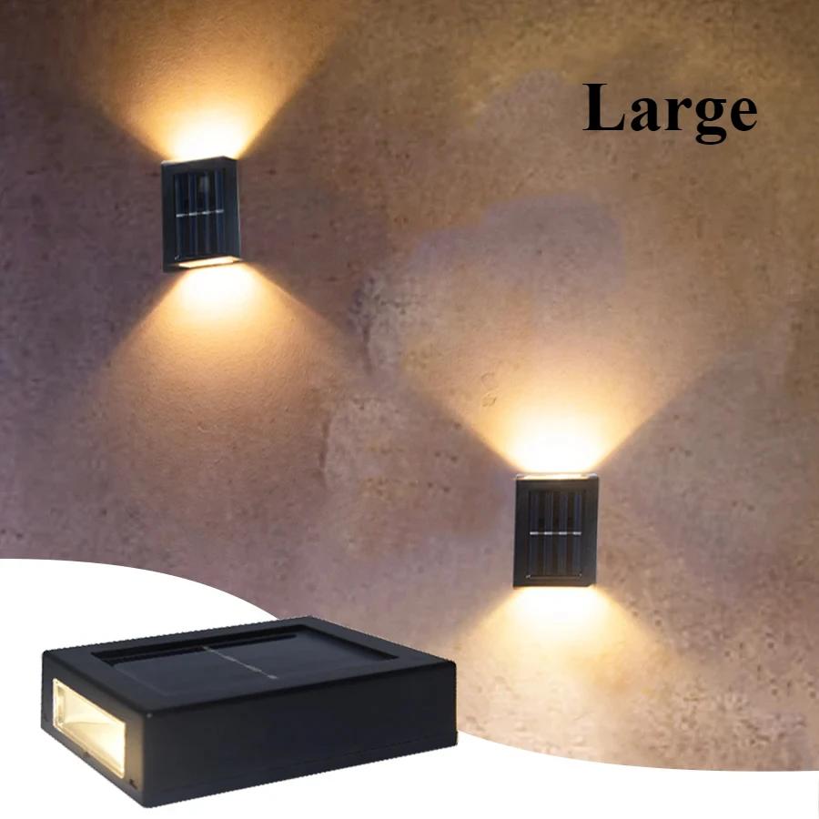 LED Solar Wall Light Black Upside Down IP65 Waterproof Outdoor Patio Garden Enclosure Corridor Night Lighting Wall Washer Lights